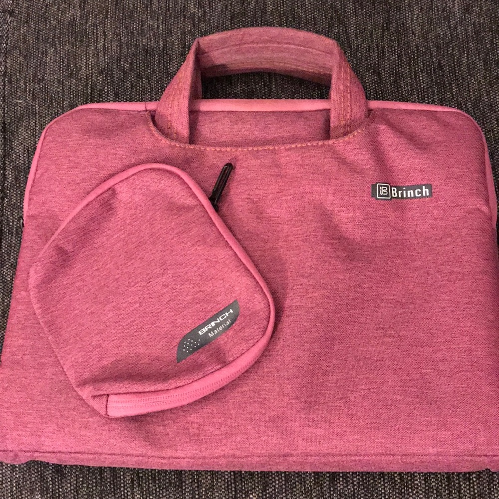 Brinch Pink Laptop Bag with Accessories Case